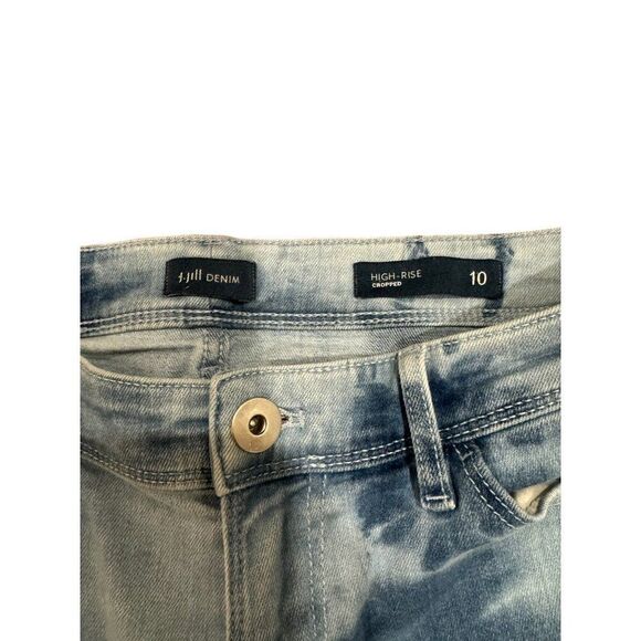 J. Jill Tie Dye Blue Ikat High Rise Cuffed Cropped Jeans Sz 10 - Picture 5 of 7